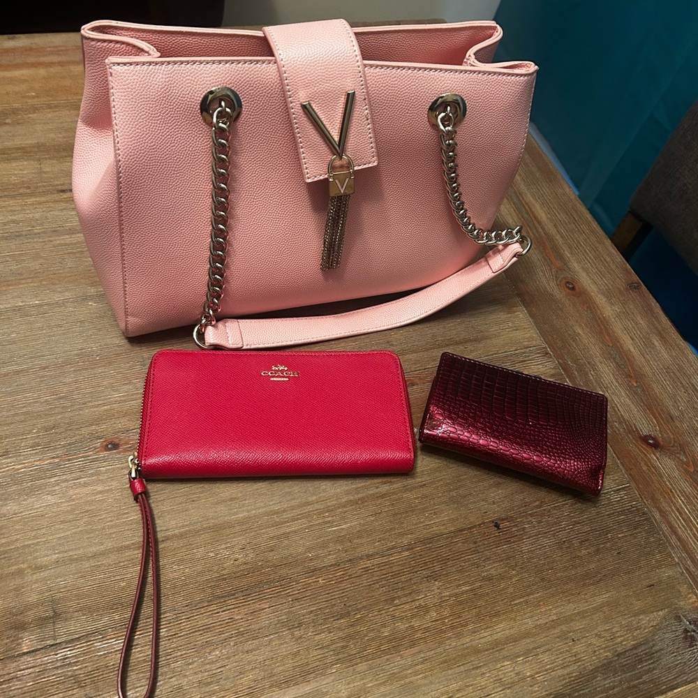 Coach Pink Tote with Chain Accents